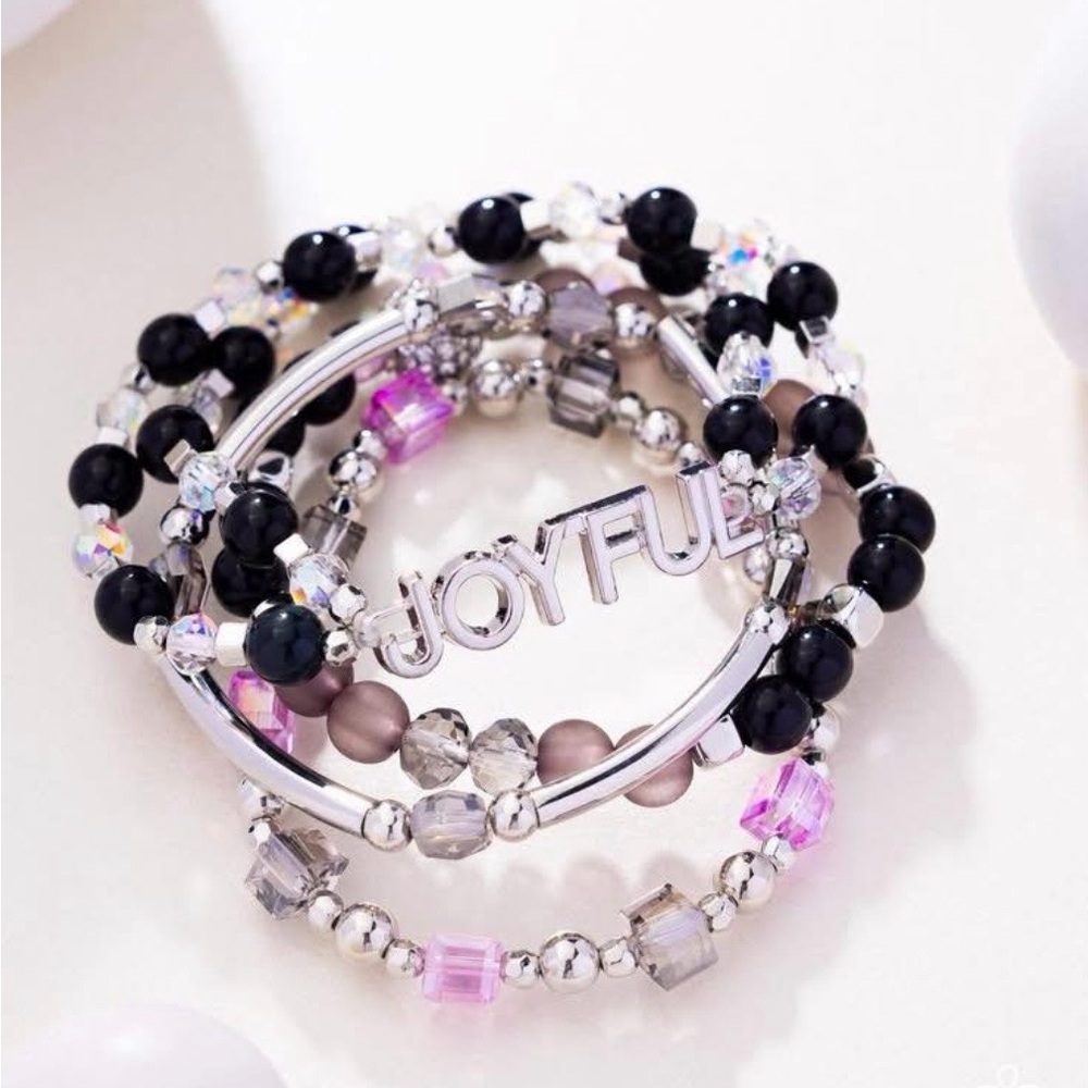 *NEW* Paparazzi Silver, Black, and Pink Beaded Bracelet Set

“Joyful Brilliance”